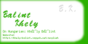 balint khely business card